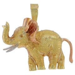 Yellow Gold Standing Elephant Pendant - 18k Pachyderm