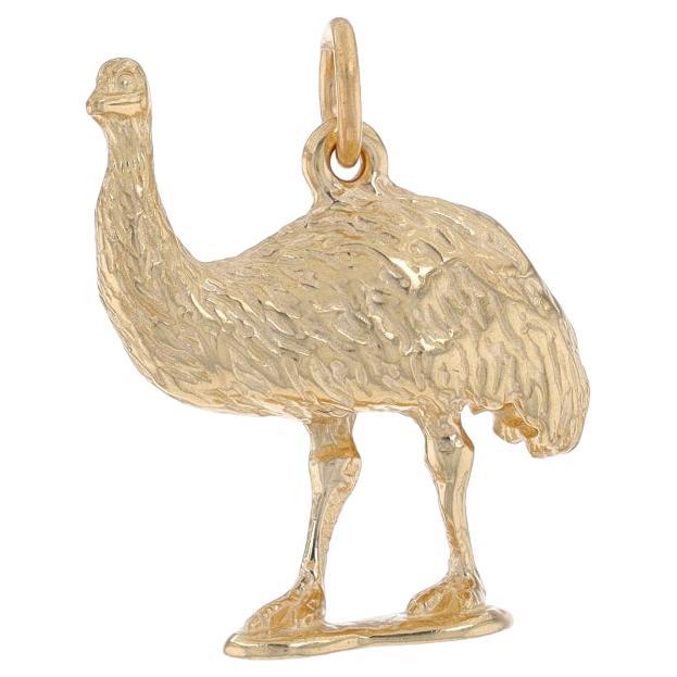 Yellow Gold Standing Emu Charm - 14k Flightless Australian Bird For Sale