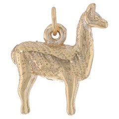 Standanhänger aus Gelbgold mit Llama-Charm - 14k Kuppel-Baumwoll