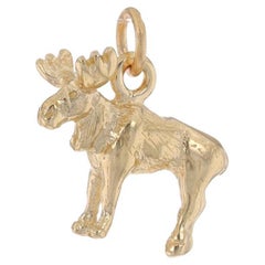 Yellow Gold Standing Moose Charm - 14k Wildlife