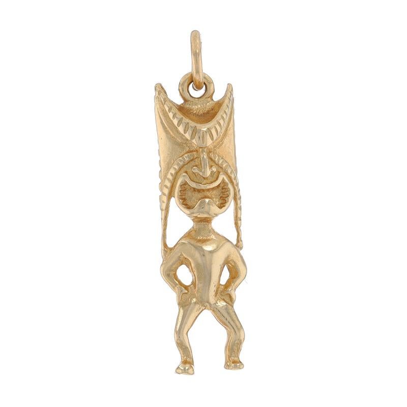 Metal Content: 14k Yellow Gold

Theme: Standing Tiki Figure, Polynesia, South Pacific

Measurements

Tall (from stationary bail): 1