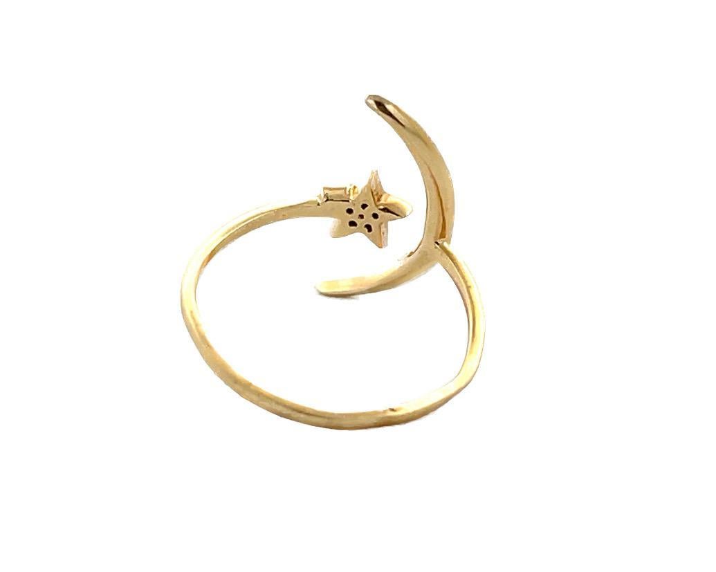 Women's Yellow Gold Star and Moon Ring For Sale