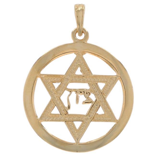 Yellow Gold Star of David Circle Pendant - 14k Faith Judaica Zion