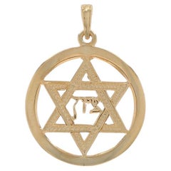 Yellow Gold Star of David Circle Pendant - 14k Faith Judaica Zion