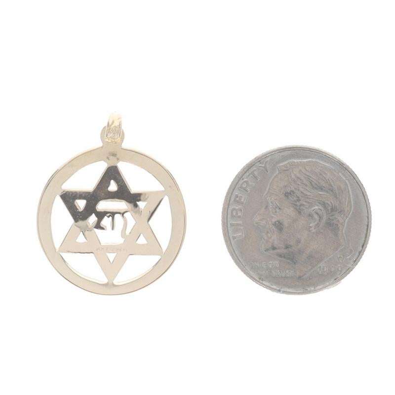 Pendentif cercle Étoile de David en or jaune 14 carats, Faith Judaica Zion Unisexe en vente