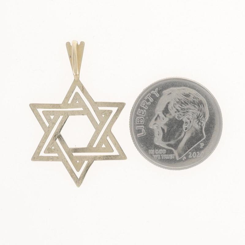 Women's or Men's Yellow Gold Star of David Pendant - 14k Judaica Faith Matte For Sale