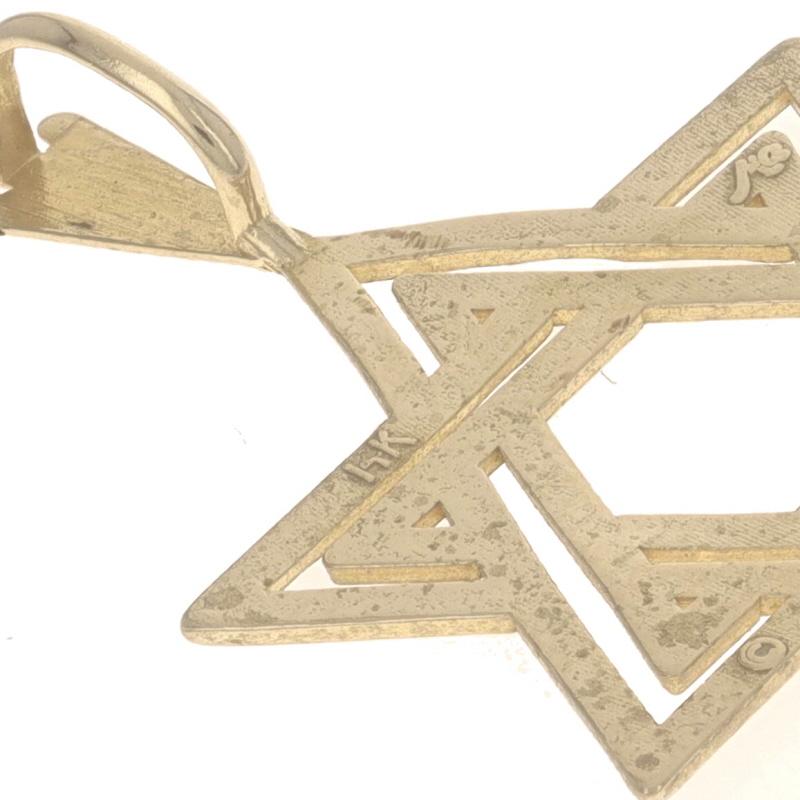 Yellow Gold Star of David Pendant - 14k Judaica Faith Matte For Sale 1