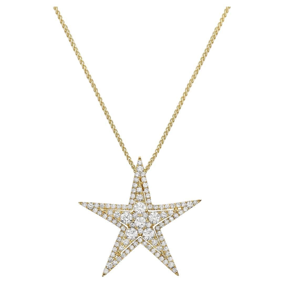 Yellow Gold Star Pendant For Sale