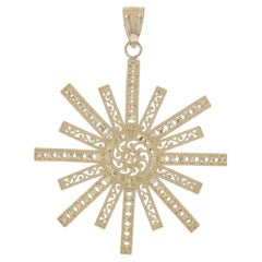 Yellow Gold Starburst Pendant - 14k Etched Milgrain