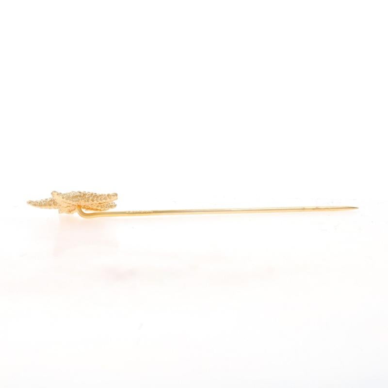 Yellow Gold Starfish Stickpin - 14k Ocean Life Beach Sea In Excellent Condition For Sale In Greensboro, NC
