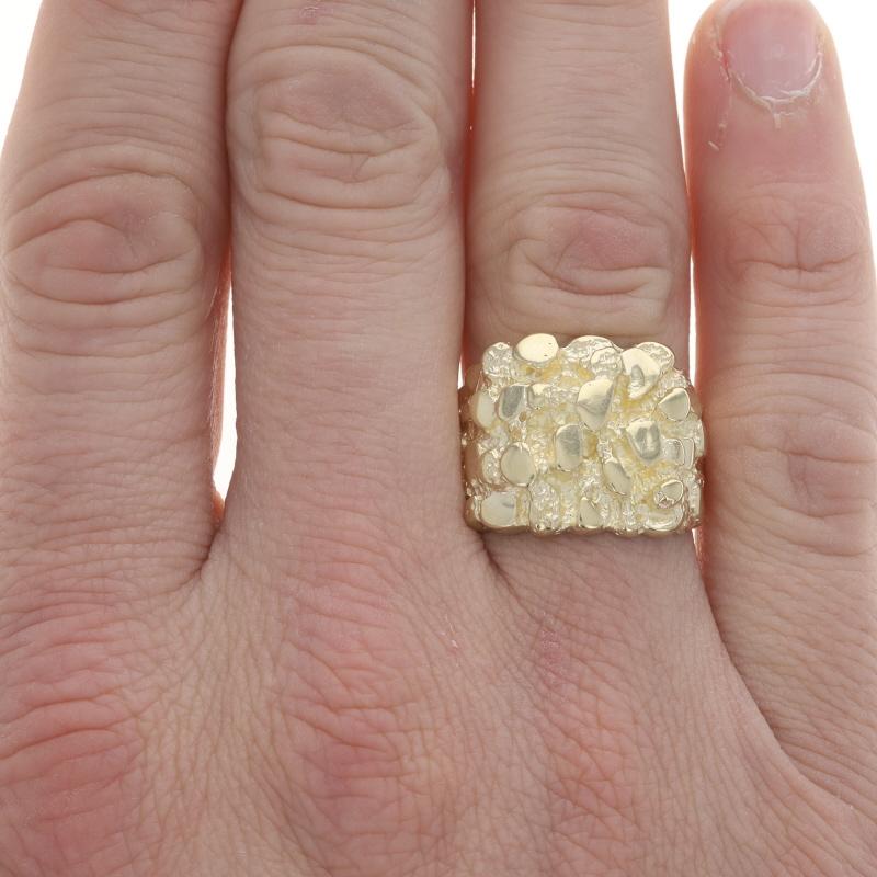 Yellow Gold Statement Men's Ring - 14k Nugget In Excellent Condition For Sale In Greensboro, NC