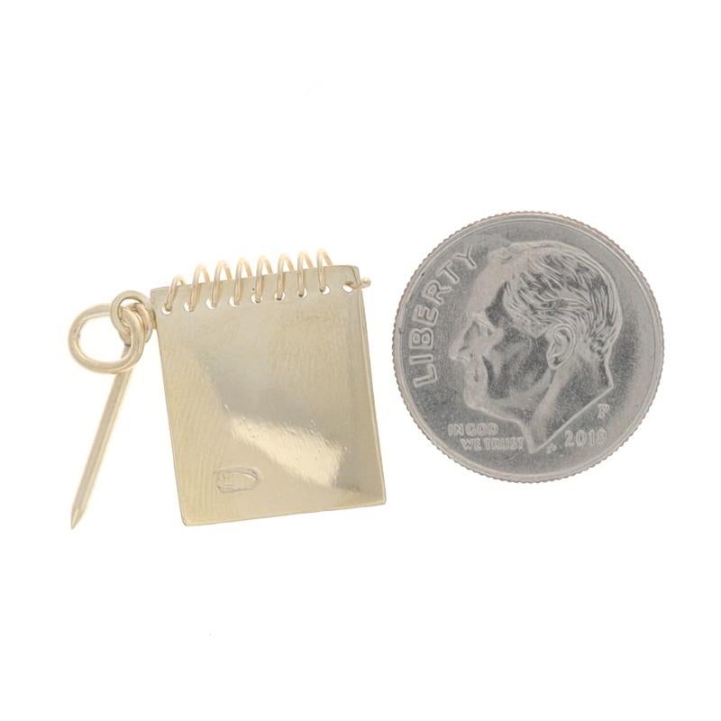 Gelbgold Steno Pad & Bleistift Charm 14k Stenographer Shorthand Büroassistent Damen