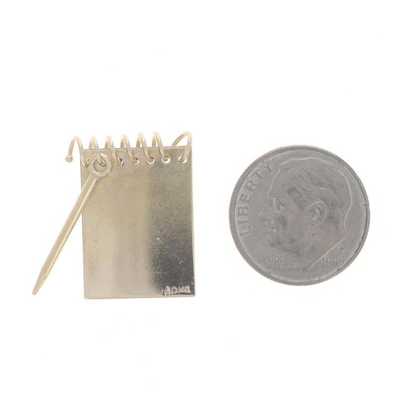 Women's Yellow Gold Stenopad and Pencil Charm - 14k Notebook For Sale