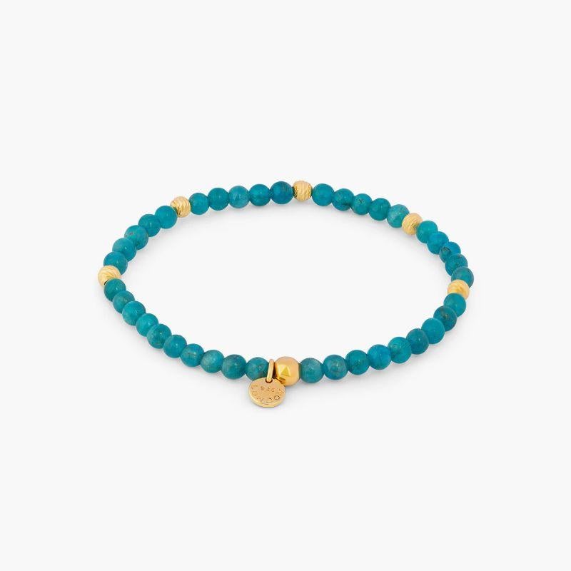 Yellow Gold Plated Sterling Silver Graffiato Sennit Bead Bracelet with Apatite, Size M

Our unique 