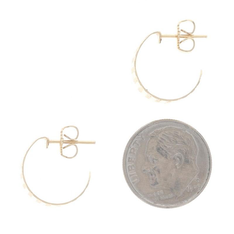 Women's Yellow Gold Stripe Tapered Half-Hoop Earrings - 14k Pierced For Sale