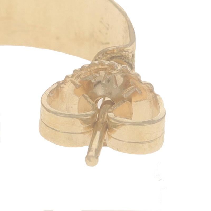 Yellow Gold Stripe Tapered Half-Hoop Earrings - 14k Pierced For Sale 1