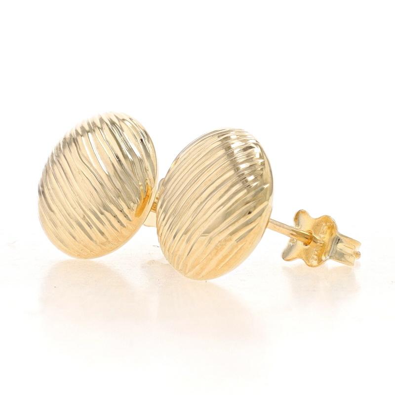 Yellow Gold Stud Stripe Dot Earrings - 14k Circles Pierced In Excellent Condition For Sale In Greensboro, NC