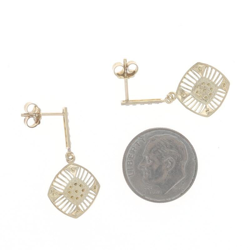 Pendientes colgantes de oro amarillo 10k Milgrain perforados en Excelente estado para la venta en Greensboro, NC