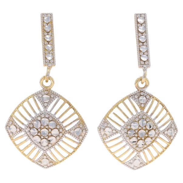 Pendientes colgantes de oro amarillo 10k Milgrain perforados en venta