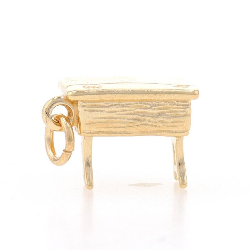 Yellow Gold Student's School Desk Charm - 14k Teaching Education Homeschooling In Excellent Condition For Sale In Greensboro, NC