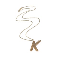 Yellow Gold  Sunburst Initial K Pendant