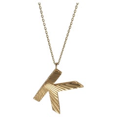 Yellow Gold  Sunburst Initial K Pendant