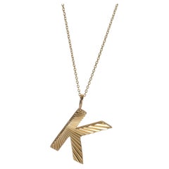 Yellow Gold  Sunburst Initial K Pendant