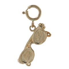 Yellow Gold Sunglasses Charm, 14k Beach Summer Eyewear Opens