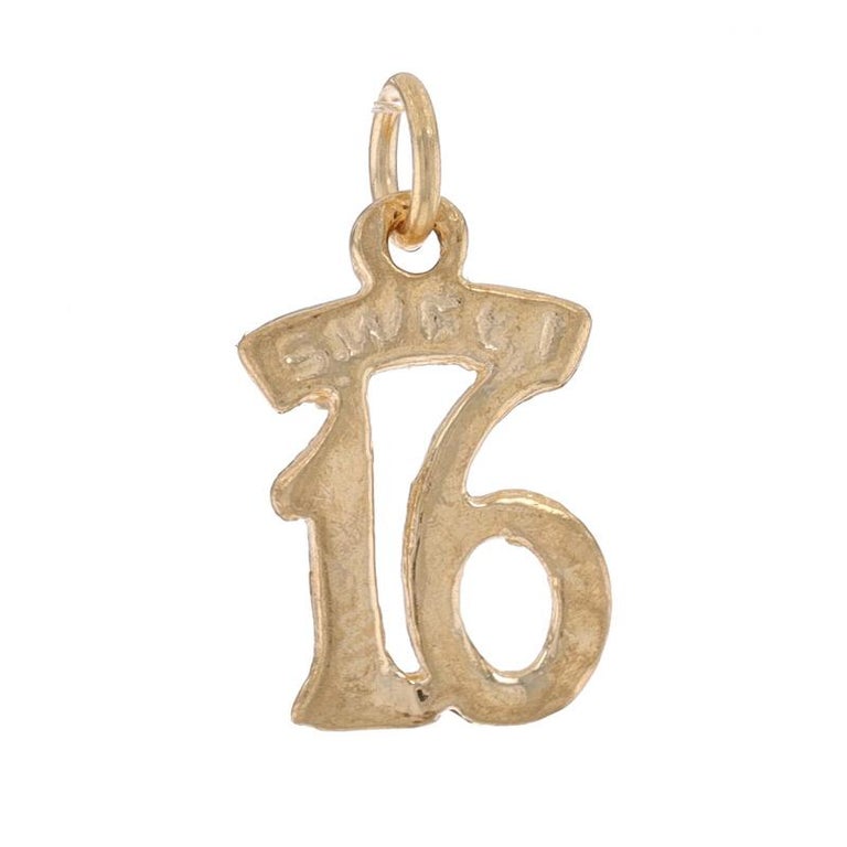 Yellow Gold Sweet Sixteen Charm 14k Birthday Girl 16th Birthday