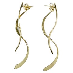 Vintage Yellow Gold Swirl Dangle Earrings