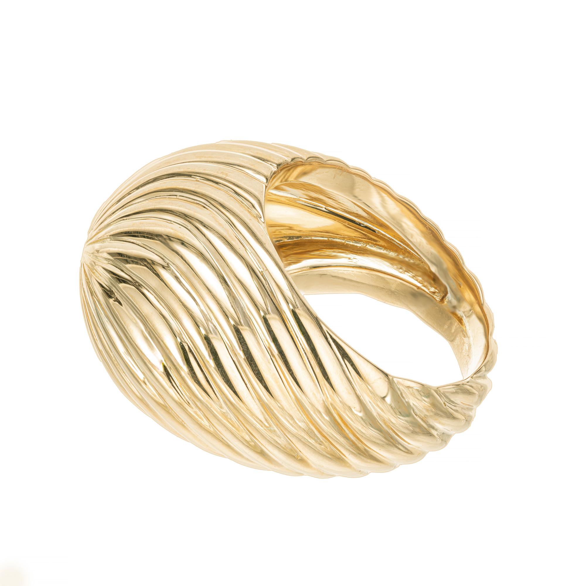 Women's Yellow Gold Swirl Dome Cocktail Ring For Sale