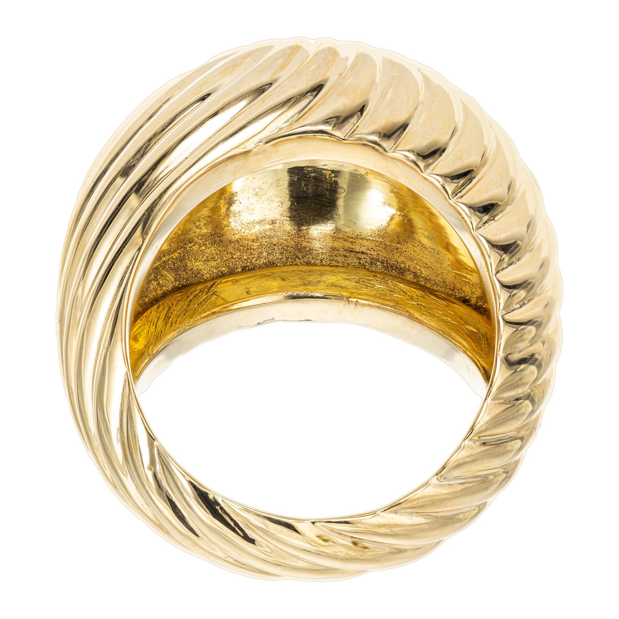 Yellow Gold Swirl Dome Cocktail Ring For Sale 1