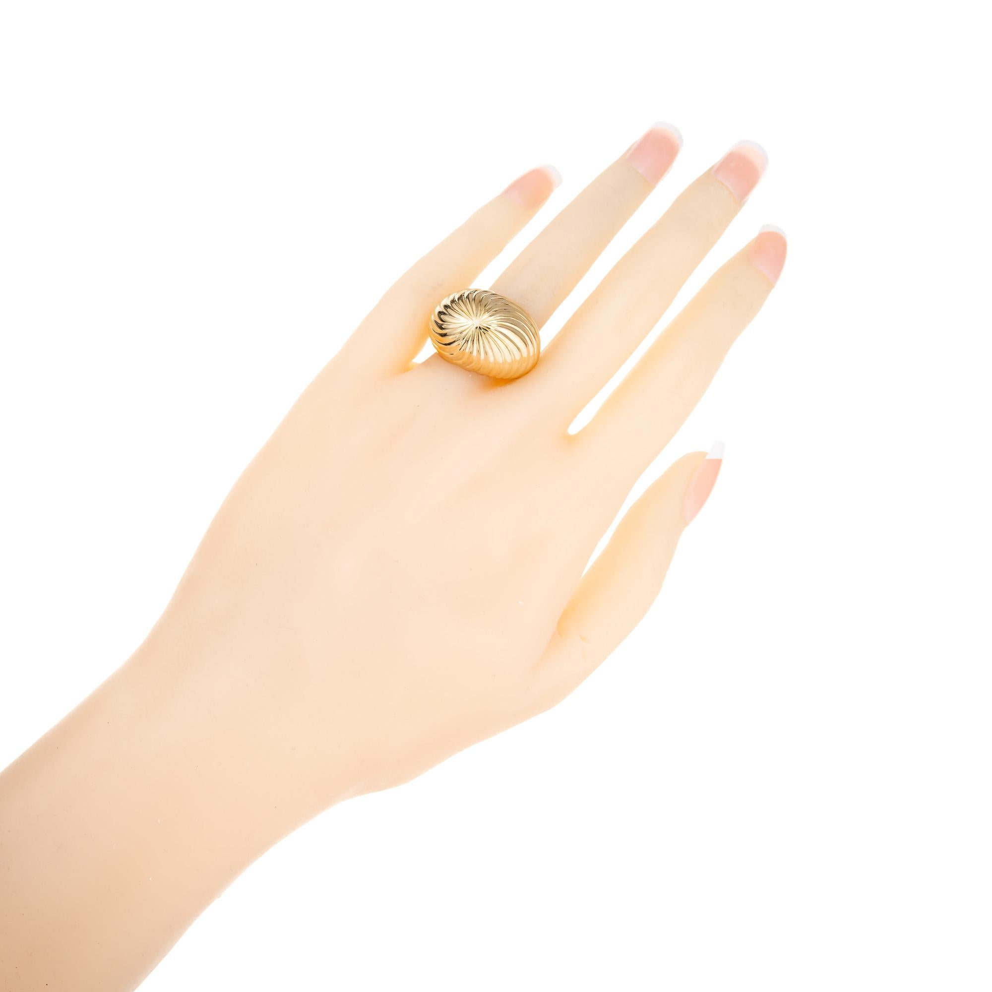 Yellow Gold Swirl Dome Cocktail Ring For Sale 2