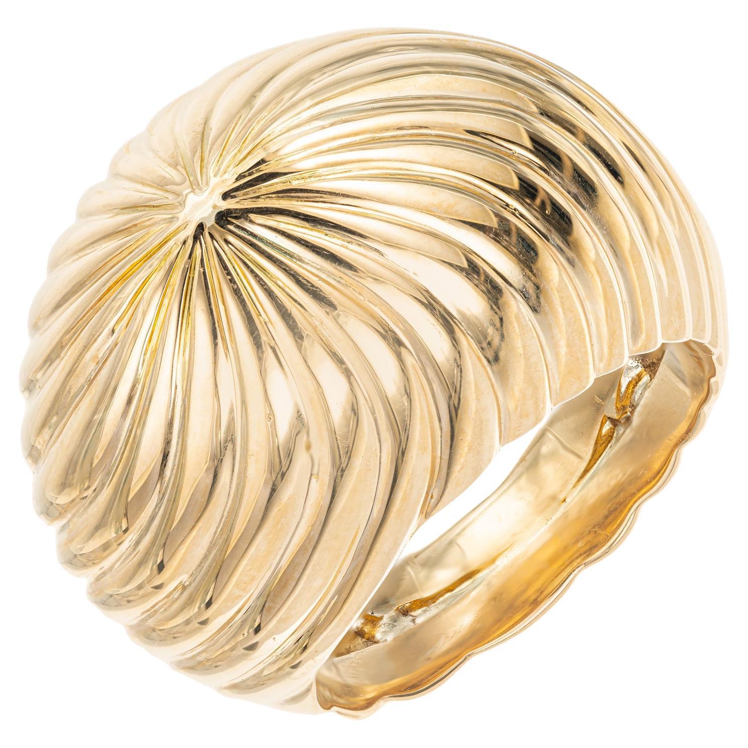 Yellow Gold Swirl Dome Cocktail Ring For Sale