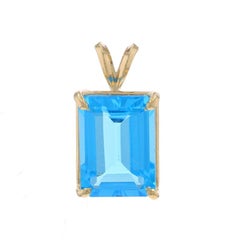 Ciondolo solitario in oro giallo con topazio blu svizzero - 14k Smeraldo 9,50ct