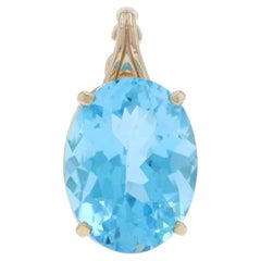Ciondolo solitario in oro giallo con topazio blu svizzero - 14k Ovale 19,90ct