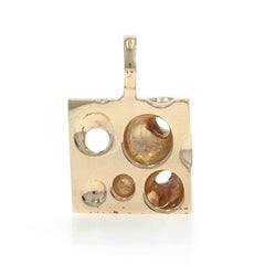 Yellow Gold Swiss Cheese Wedge Charm - 14k Food Chef Gift