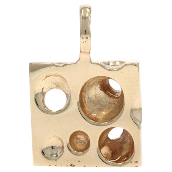 Dije de Oro Amarillo Cuña de Queso Suizo - 14k Regalo de Chef de Comida