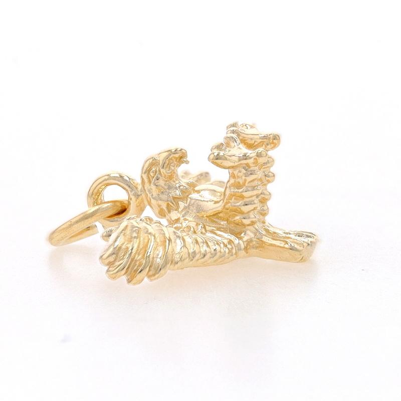 Women's or Men's Yellow Gold Swooping Eagle Charm - 14k Majestic Bird of Prey For Sale