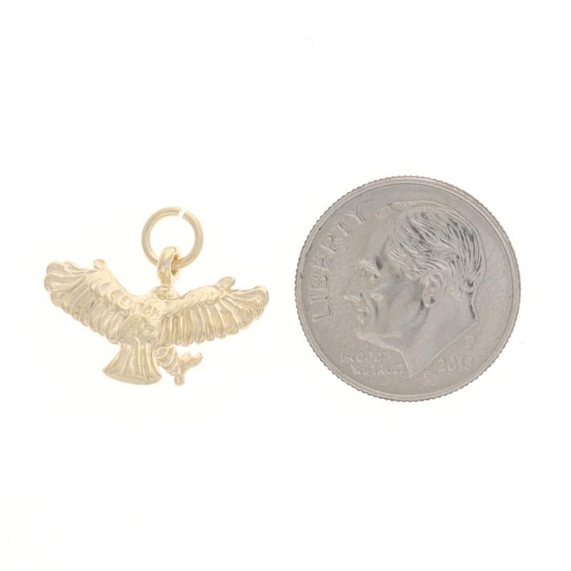Yellow Gold Swooping Eagle Charm - 14k Majestic Bird of Prey For Sale 1