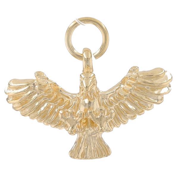 Yellow Gold Swooping Eagle Charm - 14k Majestic Bird of Prey