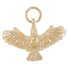 Yellow Gold Swooping Eagle Charm - 14k Majestic Bird of Prey