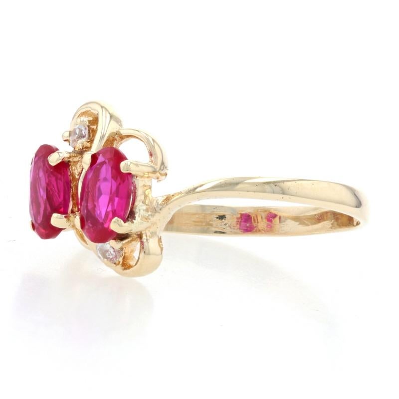 Yellow Gold Synthetic Ruby & Synthetic Sapphire Bypass Ring, 14k Oval 1.28ctw 3