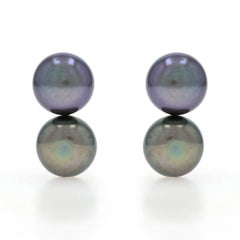 Yellow Gold Tahitian Pearl Drop Earrings - 14k Pierced