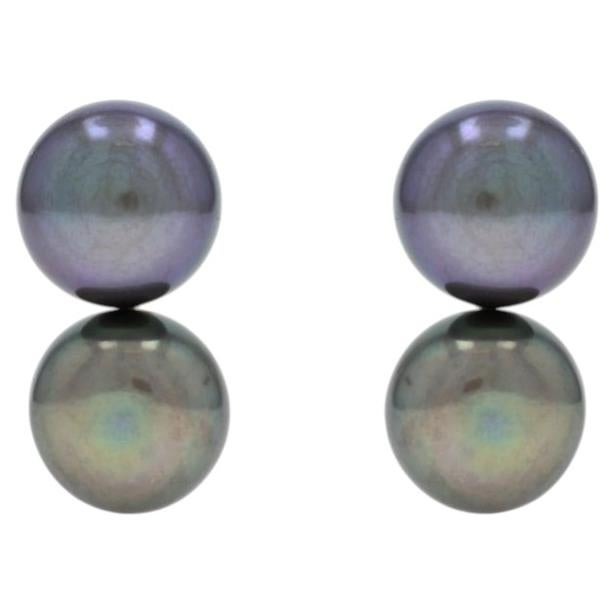 Yellow Gold Tahitian Pearl Drop Earrings - 14k Pierced For Sale