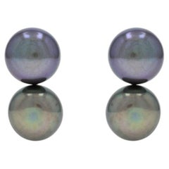 Yellow Gold Tahitian Pearl Drop Earrings - 14k Pierced