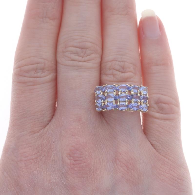 Oval Cut Yellow Gold Tanzanite Cluster Cocktail Ring - 10k Oval 3.00ctw For Sale