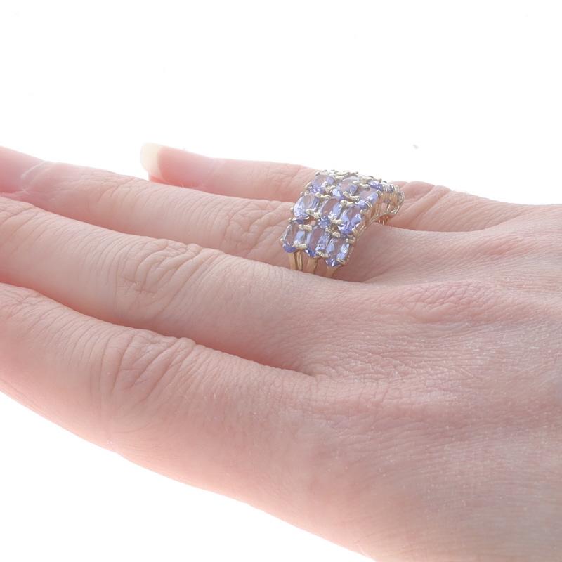 Women's Yellow Gold Tanzanite Cluster Cocktail Ring - 10k Oval 3.00ctw For Sale