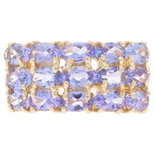 Yellow Gold Tanzanite Cluster Cocktail Ring - 10k Oval 3.00ctw For Sale