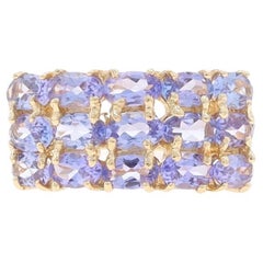 Yellow Gold Tanzanite Cluster Cocktail Ring - 10k Oval 3.00ctw